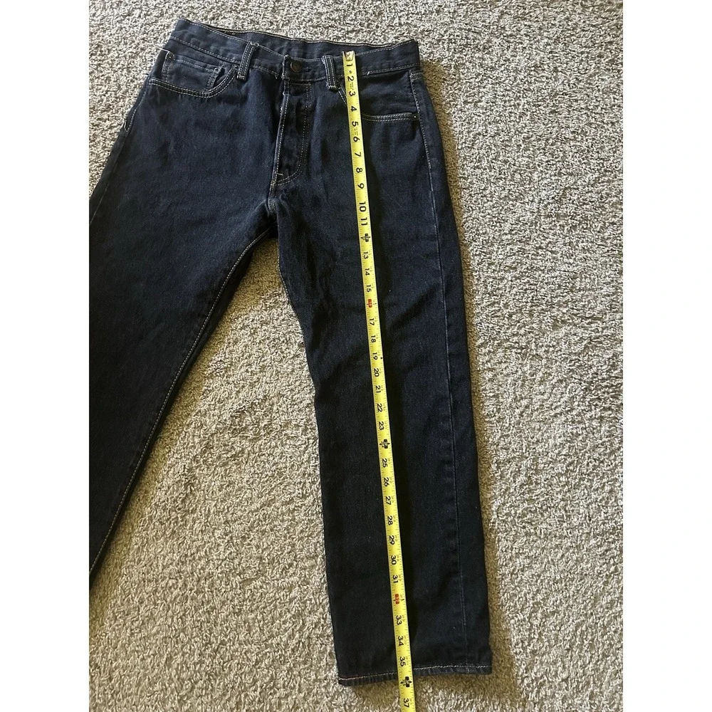 Levi's Men's Black Denim Jeans Straight Fit Solid Logo Accents Regular 33x30